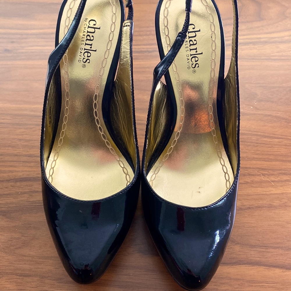 Very cute black patent sling backs from Charles David .